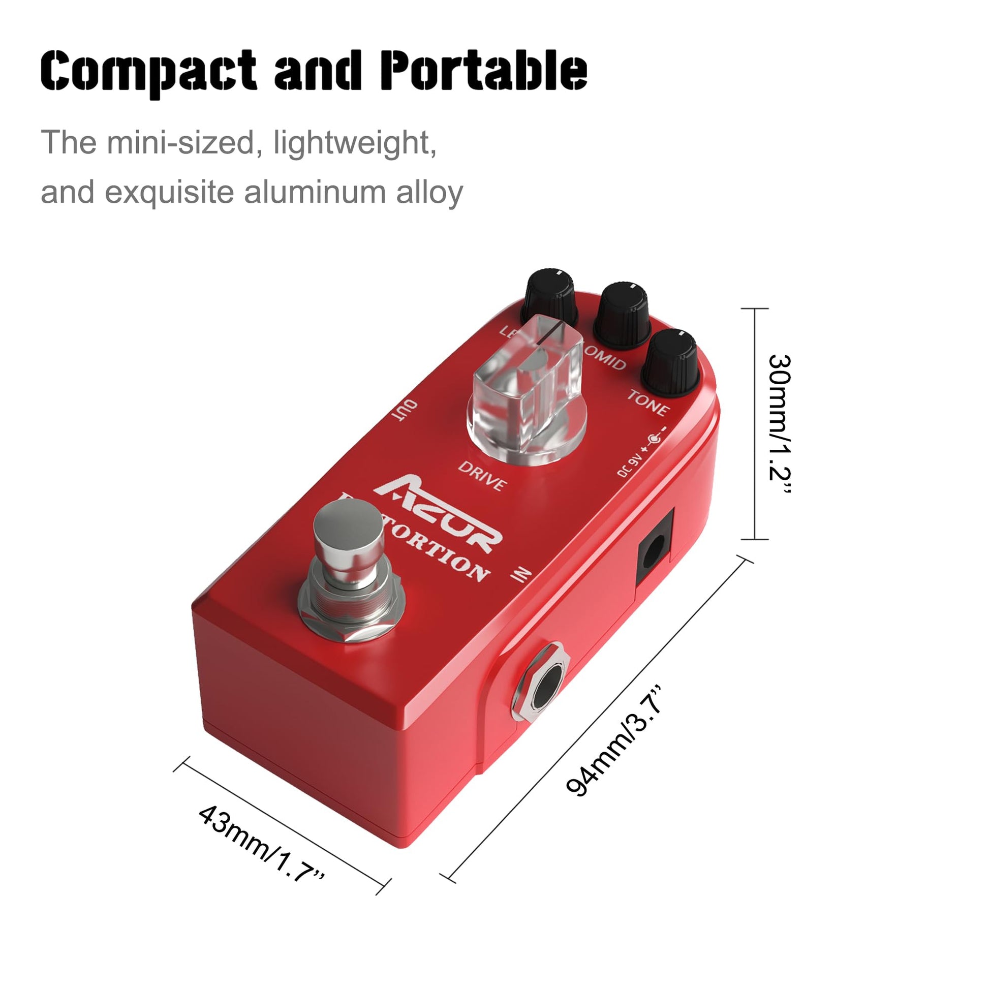 AZOR - Pedal de efecto de guitarra distorsión analógica clásico efecto distorsión para guitarra eléctrica True Bypass