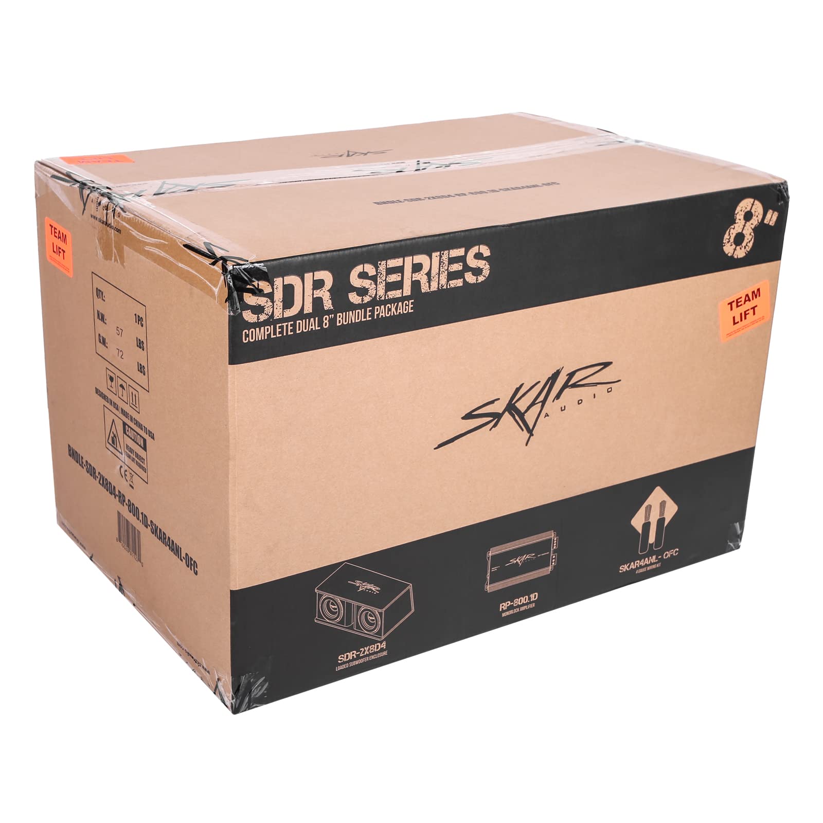 Skar Audio Dual - Paquete Completo de Graves de subwoofer de 1400 W de la Serie SDR de 8 Pulgadas, Incluye Caja cargada con Amplificador