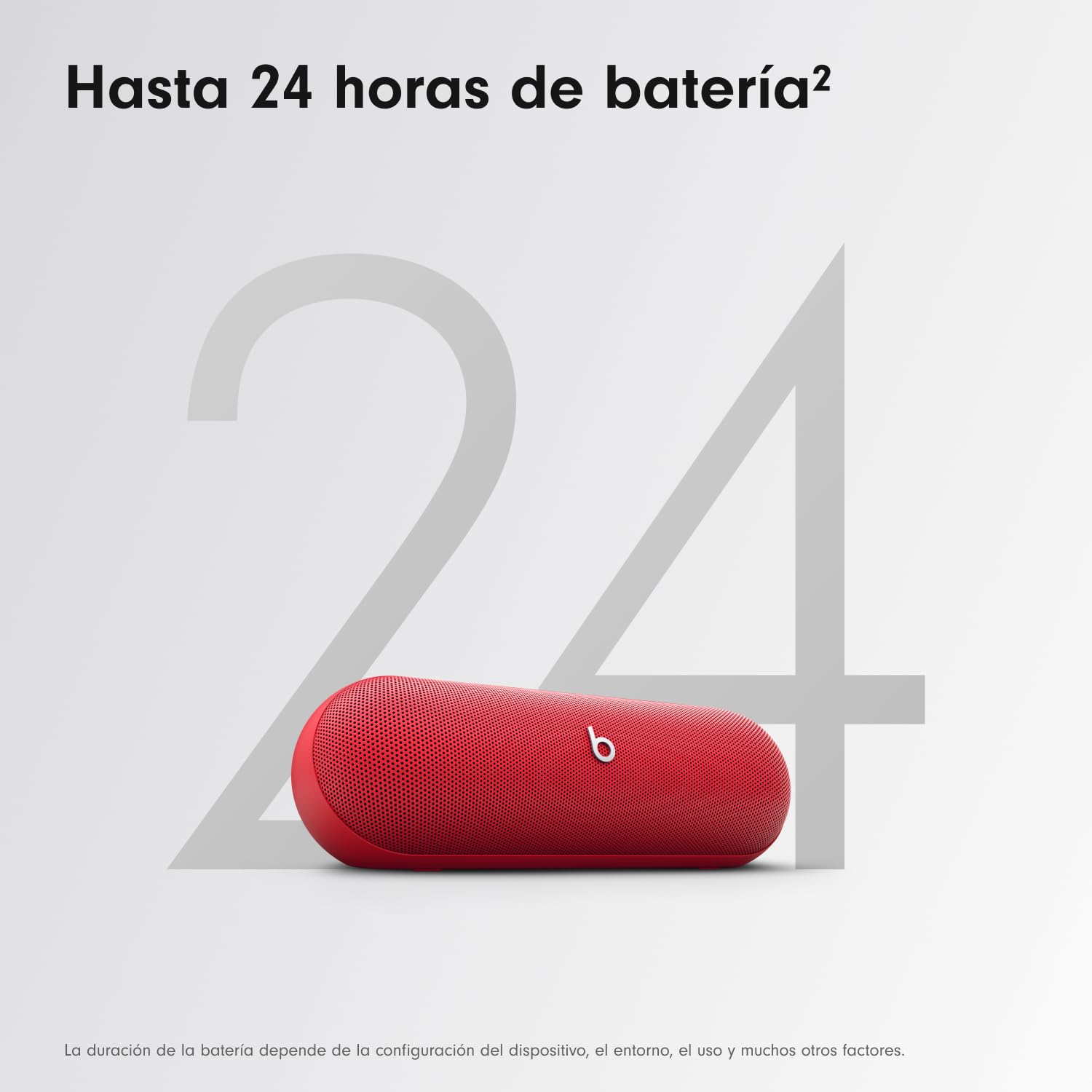 Beats Pill (Última versión)– Altavoz Bluetooth portátil, hasta 24 Horas de batería, Resistente al Agua, Compatible con Apple y Android, Sonido Potente para el hogar, Exteriores y Viajes– Rojo Fuego