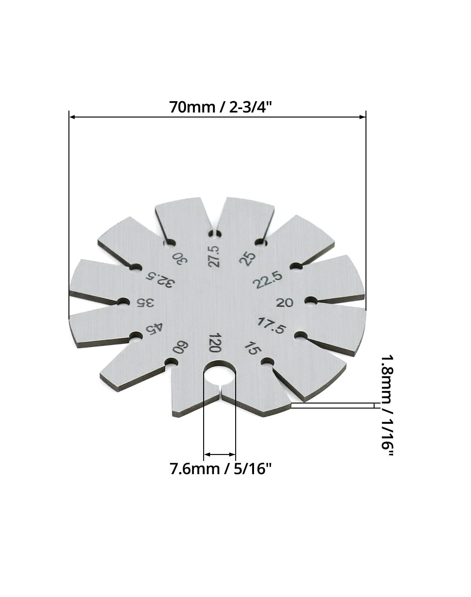 Calibre Biselado QWORK Acero Inoxidable Redondo para Medir Ángulos de Cuchillo