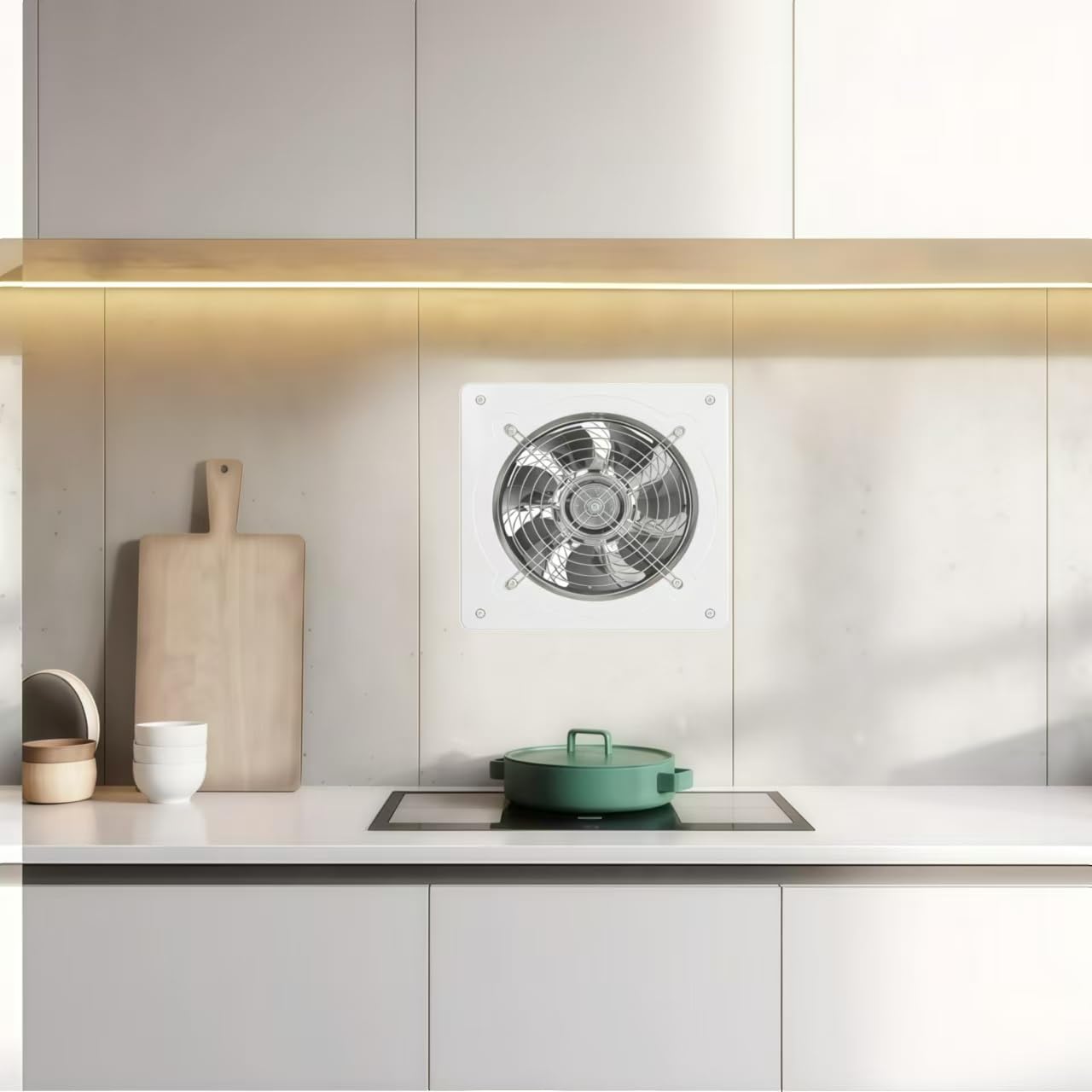 Aydomer - Ventilador de escape de 8 pulgadas montado en la pared, ventilador de ventilación de cochera de 500 CFM, ventilador de extracción de sótano con amortiguador de retroceso para uso comercial