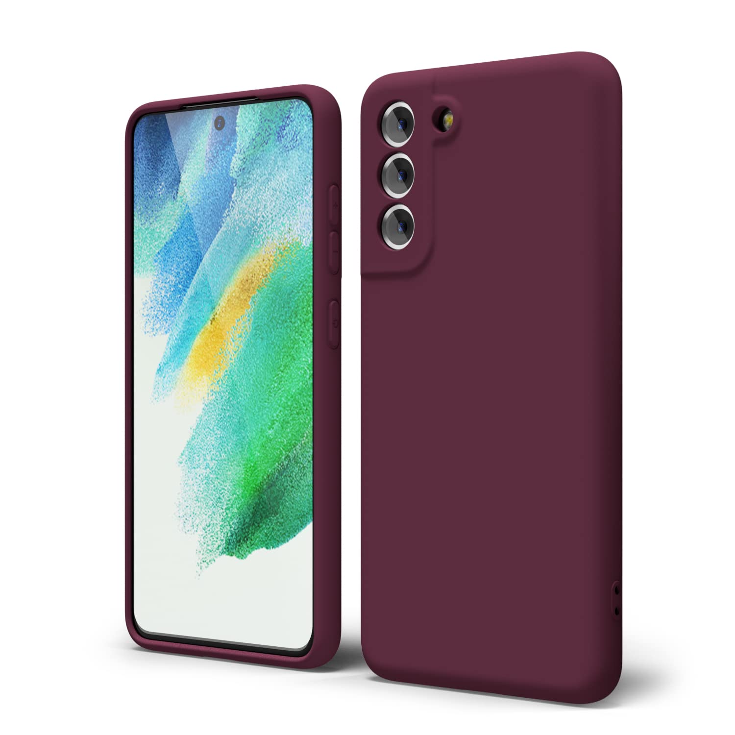 Oakxco - Funda de silicona líquida para Samsung Galaxy S21 FE 5G, bonita funda delgada de goma suave TPU suave para mujeres y niñas, diseño estético, sólido mate protector y a prueba de golpes, vino
