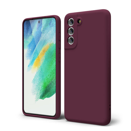 Oakxco - Funda de silicona líquida para Samsung Galaxy S21 FE 5G, bonita funda delgada de goma suave TPU suave para mujeres y niñas, diseño estético, sólido mate protector y a prueba de golpes, vino
