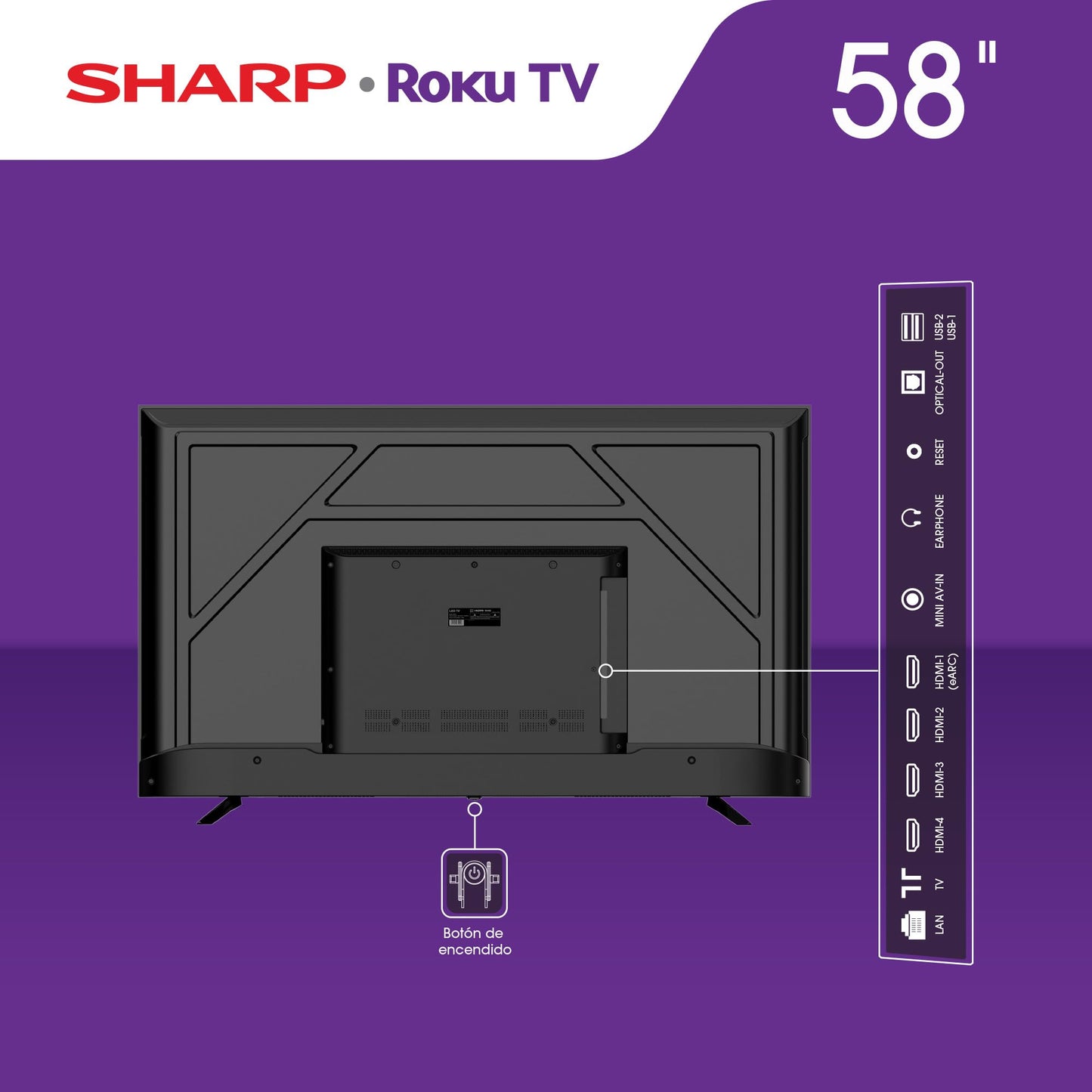 Sharp Frameless 4K Ultra HD TV de 60" - Roku TV con WiFi