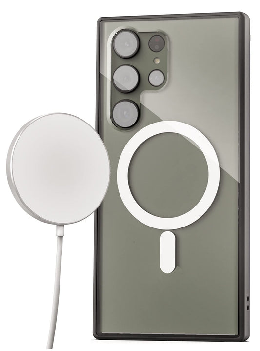Cargador Inalámbrico Magnético 2 en 1 Encased Transparente con Funda para Samsung Galaxy S23 Ultra Compatible MagSafe 2023