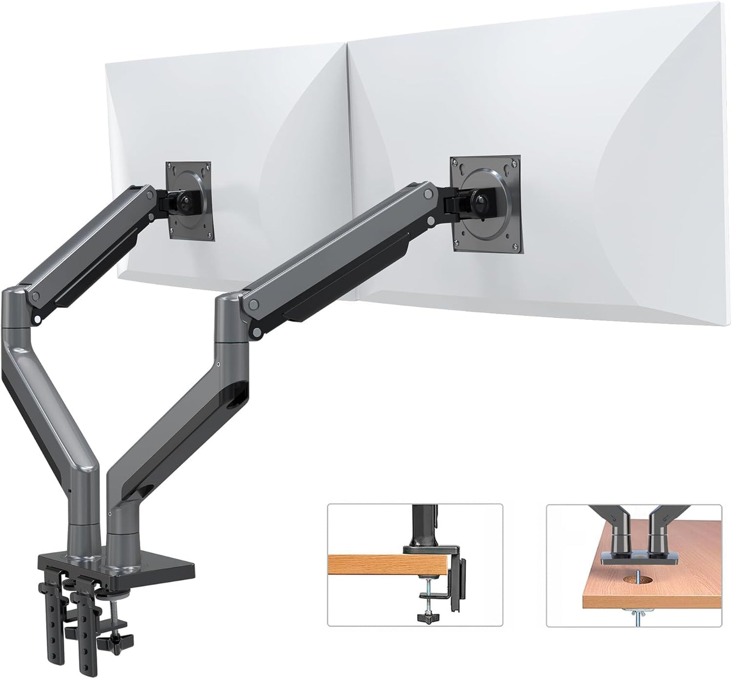 Soporte Hidráulico Doble MORNWELL para Pantalla de 22 a 32 Pulgadas Negro Ergonómico