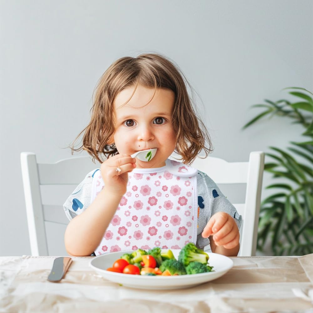 lazyrhino - Paquete de 8 baberos unisex ajustables con broches de presión ultra suaves y absorbentes para la dentición para niños y niñas (rosa-qt-8 piezas)