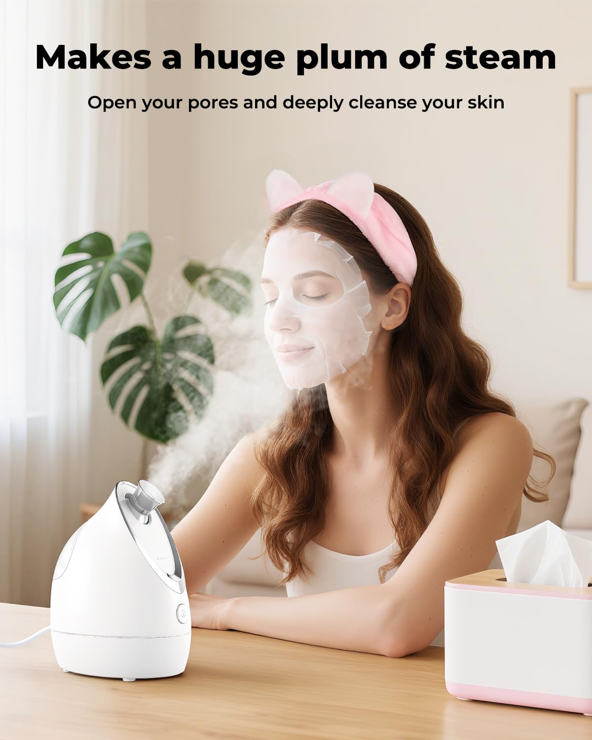 Kingsmile Face Steamer, vaporizador facial para la cara, niebla cálida para esteticista, vaporizador de vapor caliente profesional para SPA facial en el hogar con nano ozono, humidificador facial para mujeres y hombres, sinusitis destapa los poros