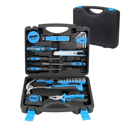 DNA MOTORING Juego de 46 piezas de herramientas para el hogar, reparación eléctrica, destornilladores de precisión, probador de voltaje, alicates de martillo, kit de bricolaje (TOOLS-00013)