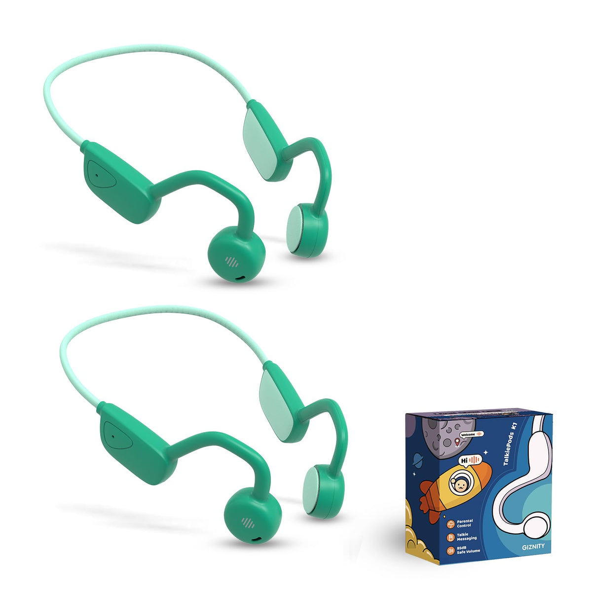 Auriculares Bluetooth Giznity Azul Paquete de 2 con Control Parental y Límite de 85 dB para Niños