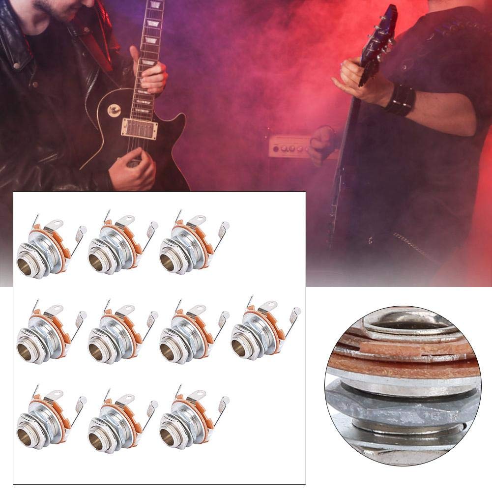 10 piezas 6,35 mm entrada de guitarra salida jack estéreo mono jack toma cilindro reemplazo para guitarra acústica bajo eléctrico