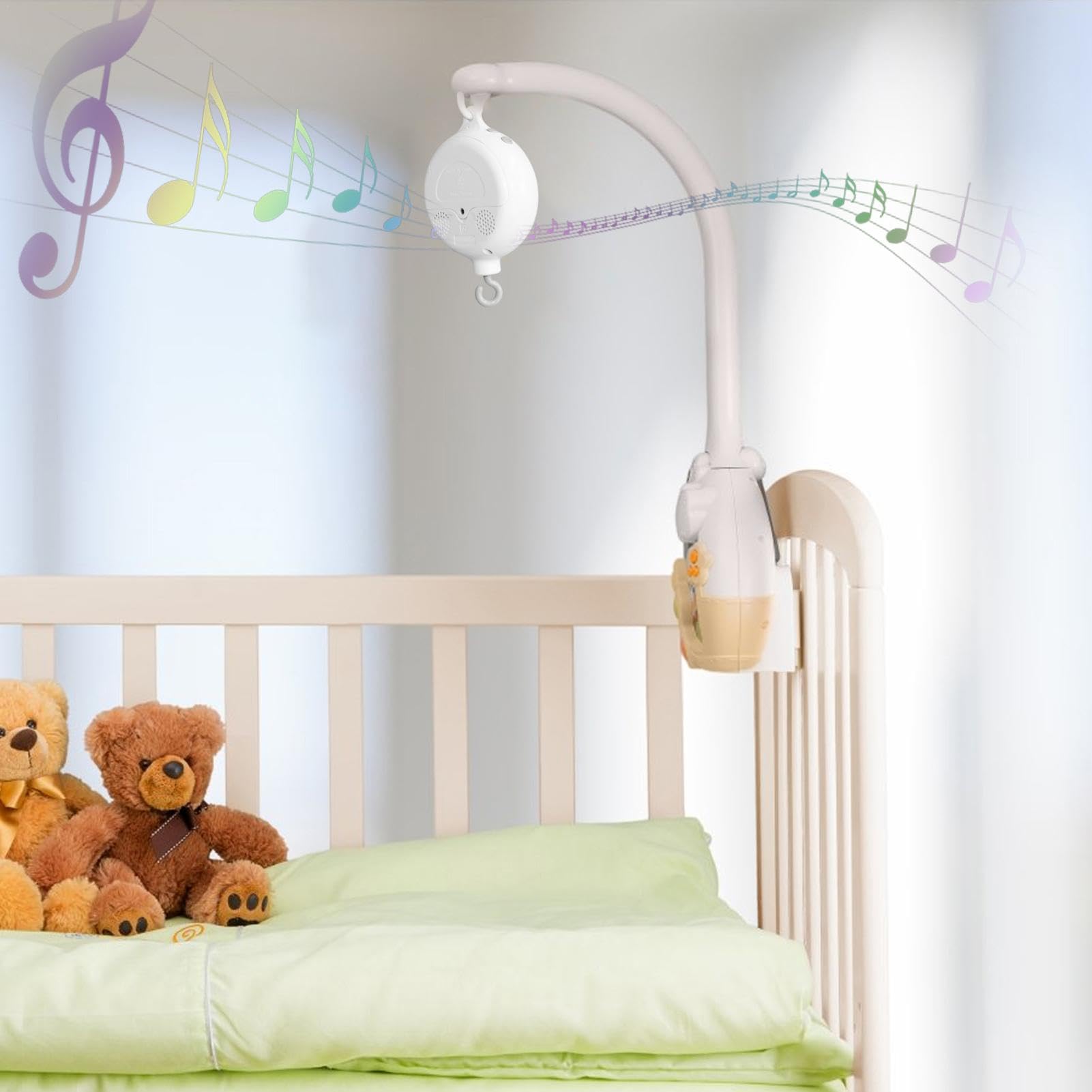 Caja de música móvil para bebé, caja de música móvil para cuna, caja musical girat para cuna, caja de música móvil musical con pilas con 35 canciones incorporadas, motor móvil para cuna, mó l par