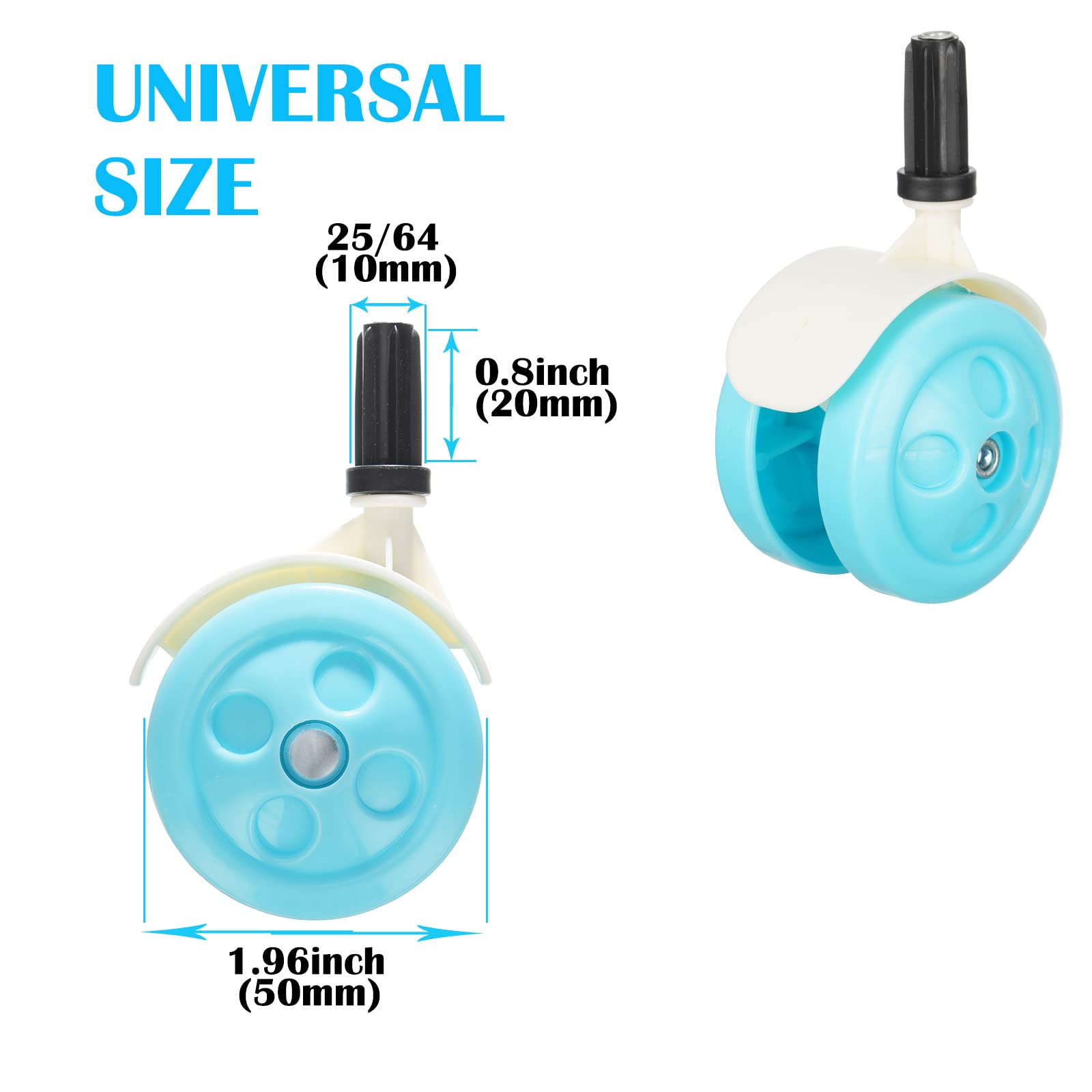 BAYWYI Reemplazo de Ruedas para Andador de Bebé, Juego de 4, Accesorios para Andador de Bebé, Ruedas de Plástico, Ruedas Universales, 10Mm Cielo Azul