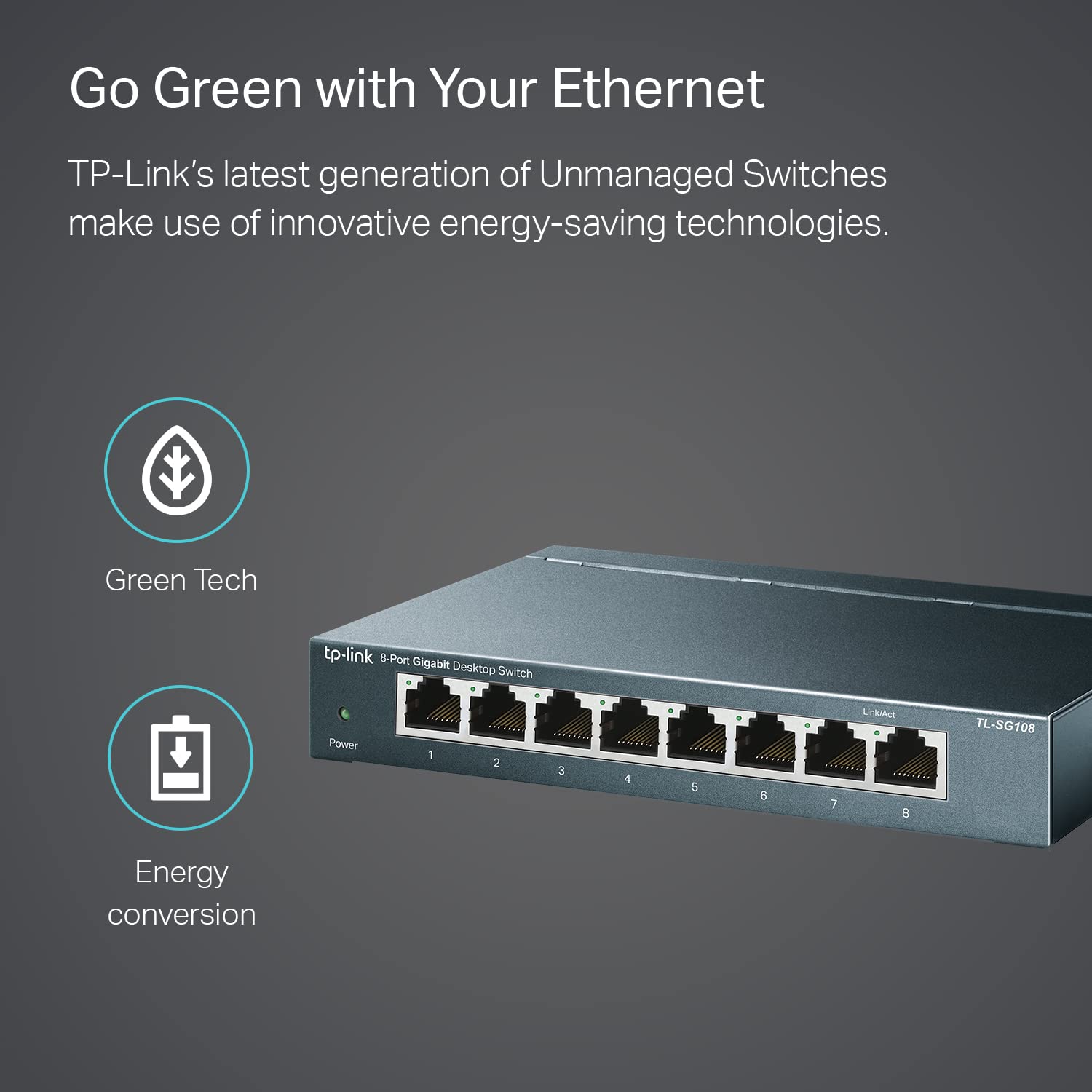 TP-Link TL-SG108 Switch de Escritorio, 8 Puertos 10/100/1000Mbps