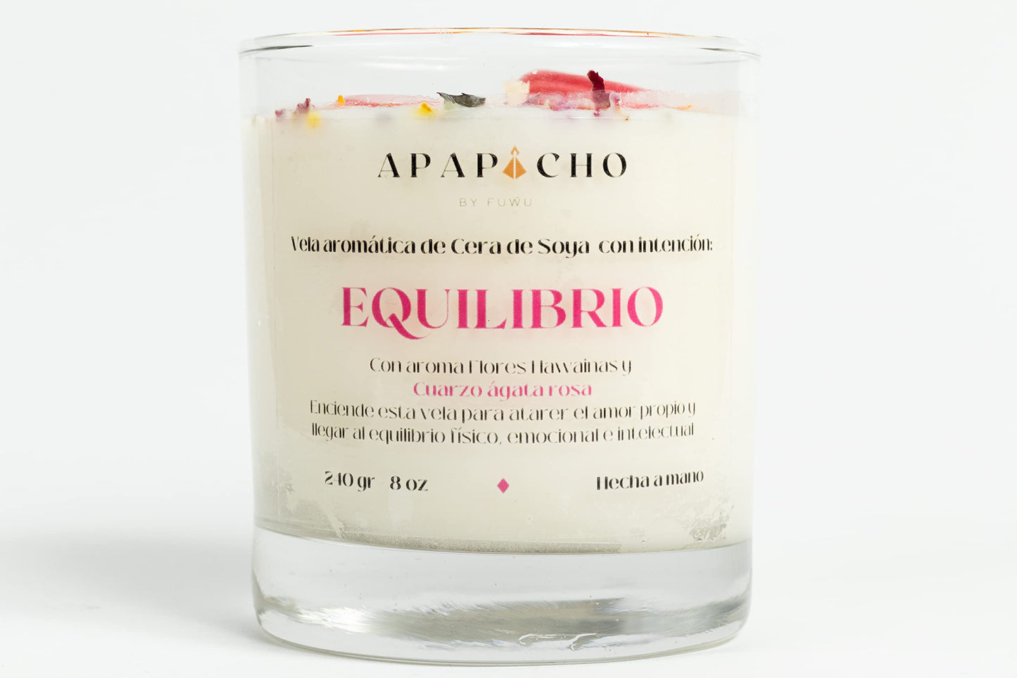 Fuwu, velas aromaticas relajantes de cera de soya con cuarzos naturales, velas decorativas hechas a mano con hierbas de olor, aromatizantes para hogar, velas aromaticas (Flores hawaianas con Sandía)