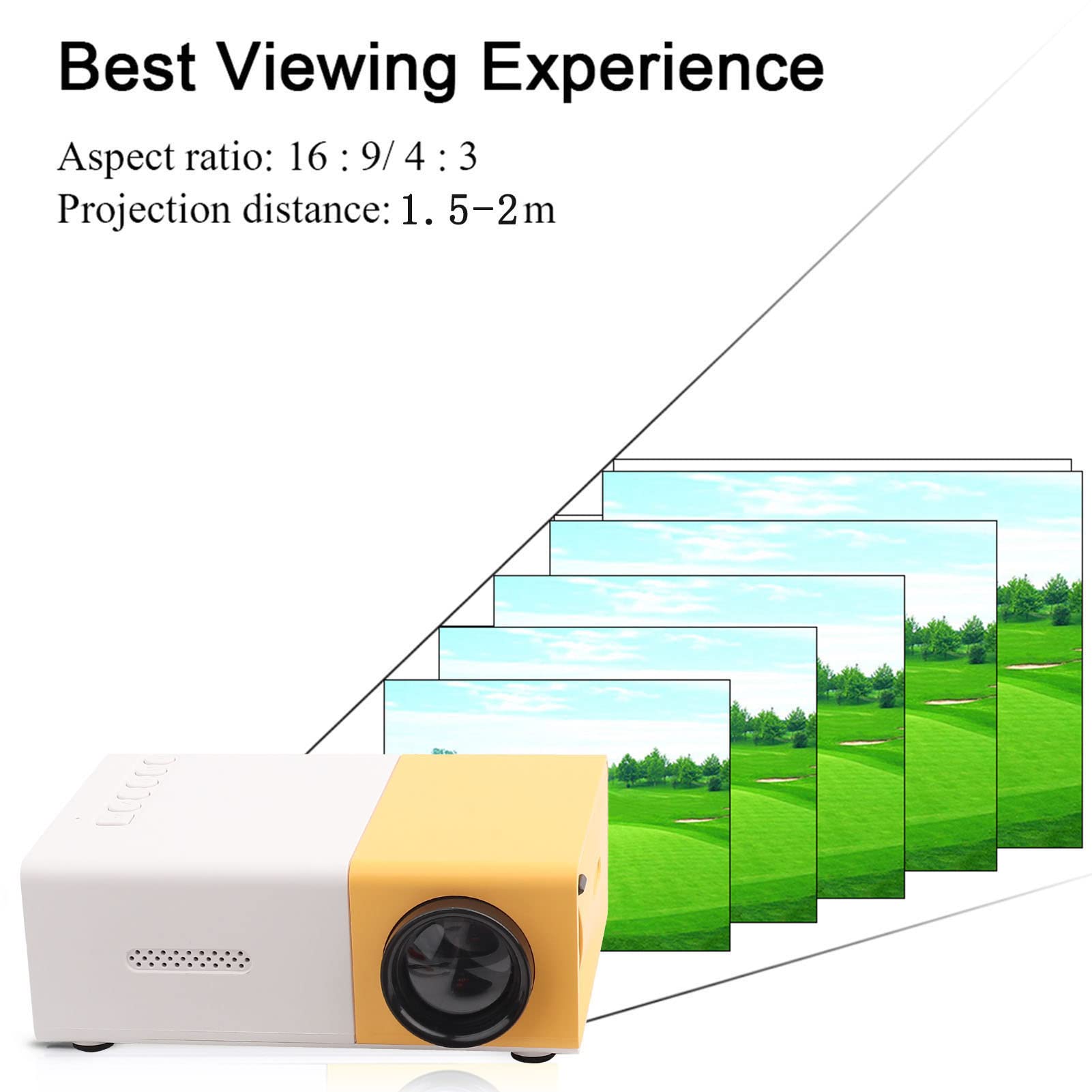 EBTOOLS Mini Proyector de Cine en Casa, Proyector de Vídeo LED Multimedia Portátil 1080P, Múltiples Interfaces de Entrada, para Juegos de Entretenimiento en Interiores (Regulaciones de