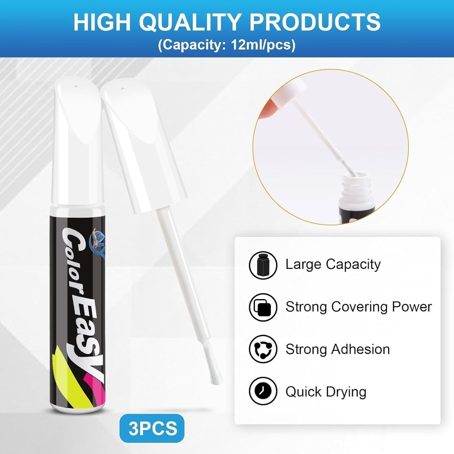 Car Scratch Remover Pen,POKYGO 3 PCS Bolígrafo Reparador, Pintura Retoque Automotriz, Restaurador de Pintura Automotriz, Lápiz de Pintura para Coche para Arañazos Menores,Cuidado del Coche (Blanco)