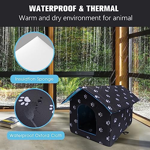 Arquiel - Casas para gatos al aire última intervensión, casa impermeable para perros, refugio para gatos callejeros, casa de invierno cálida y aislada para mascotas para gatos y cachorros a prueba de intemperie (18 x 17 x 16 pulgadas)