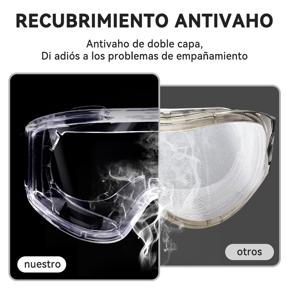 Gafas de protección, Lentes Protectores, Gafas Protectoras de Seguridad, Anti-Fog and Scratch Reduction Goggle para Química Agricultura, Industria, Laboratorio y Seguridad(Blanco)
