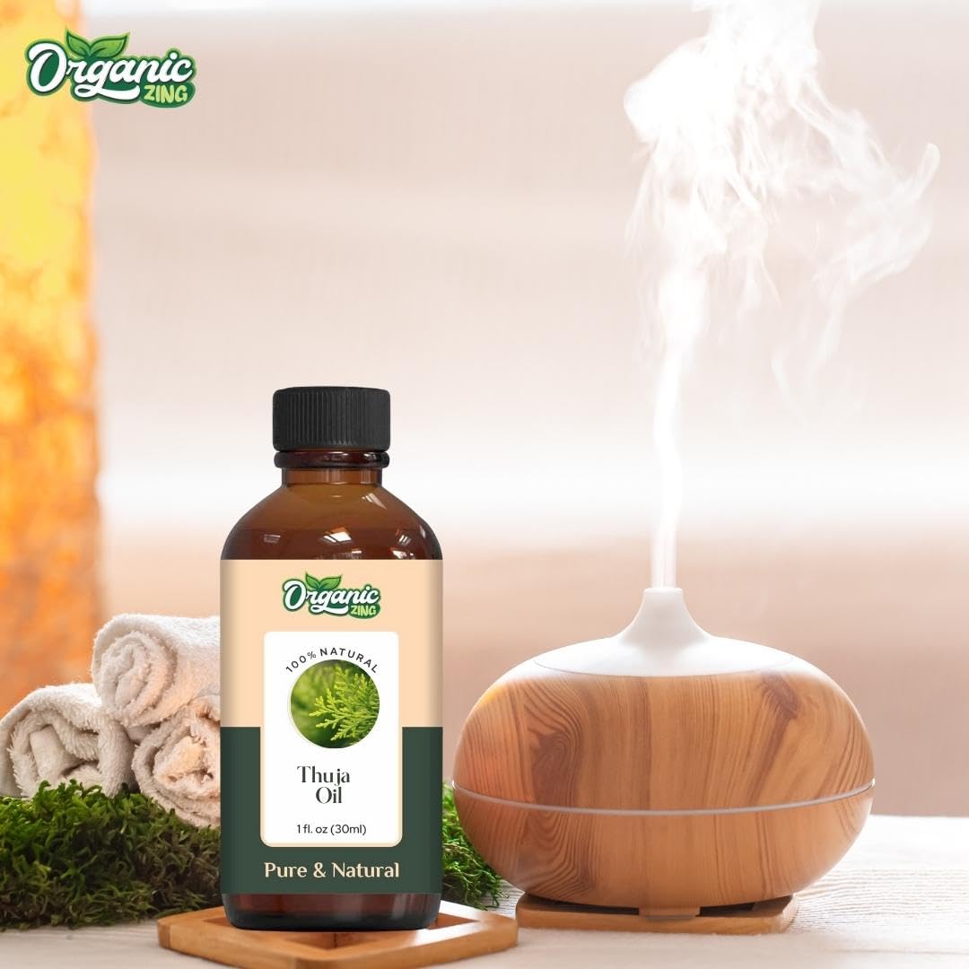 Organic Zing Thuja Essential Oil Pure & Natural for Skin, Face, Hair Care, Aroma therapy, Diffuser, Conditioner - 30ml