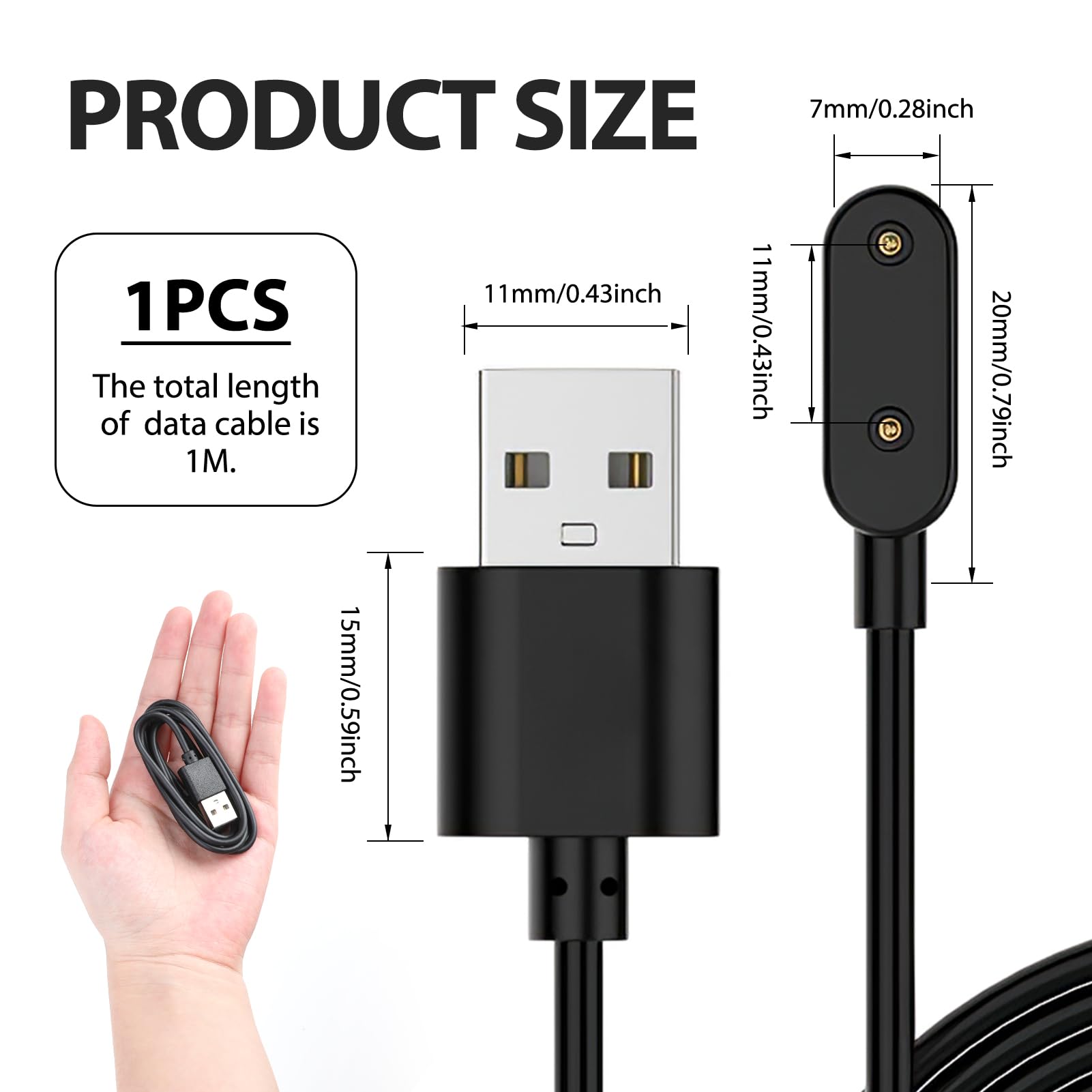 VEWIYT Cable Cargador USB para Huawei Band 10 9 8 7 6 y Huawei Watch Fit 3 2,USB Magnética Cable de Carga para Huawei Watch Kids 4 Pro,Huawei Watch Fit Special Edition,Honor Band 9 7 6-1M