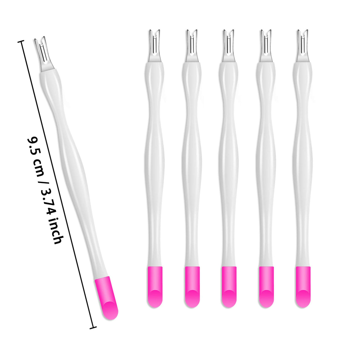Allstarry 30 piezas removedor de cutículas de uñas, mango de plástico, limpiador de uñas, doble cabeza, piel muerta, cutículas, cuchillo, tenedor, herramientas de arte para niñas, mujeres y hombres, color blanco