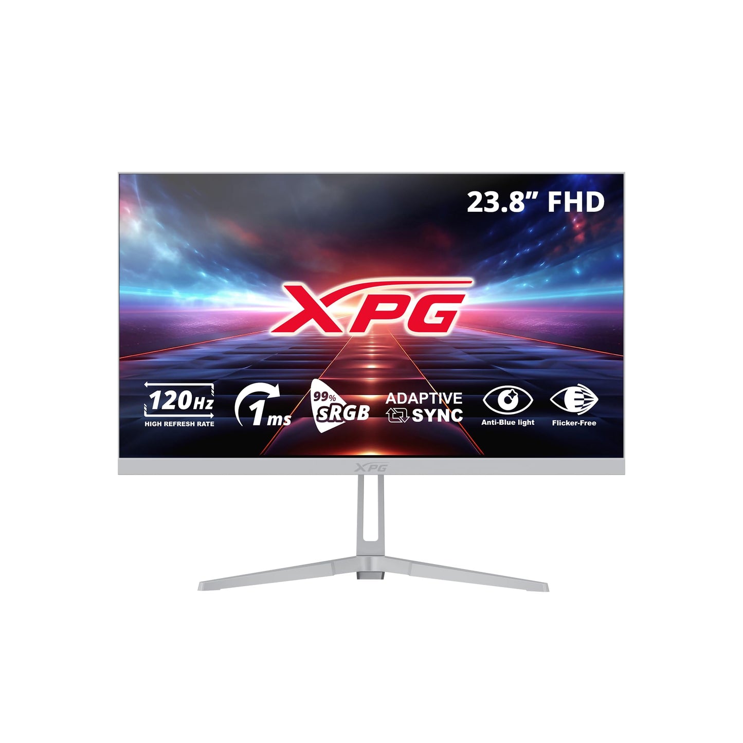 Monitor Gamer XPG Rift R24F2 24” FHD IPS 120Hz 1ms – 99% sRGB, Adaptive Sync, Anti-Blue Light, HDMI/DP, Smooth Gaming Ideal para Esports y Juegos competitivos, Color Blanco