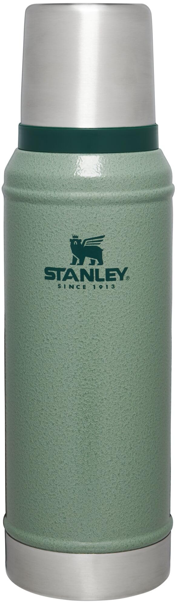 Botella Aislada Stanley Verde Martillo de Boca Ancha Termo Acero Inoxidable 18/8 sin BPA 1.0 Cuartos de Galón para Bebidas Frías y Calientes