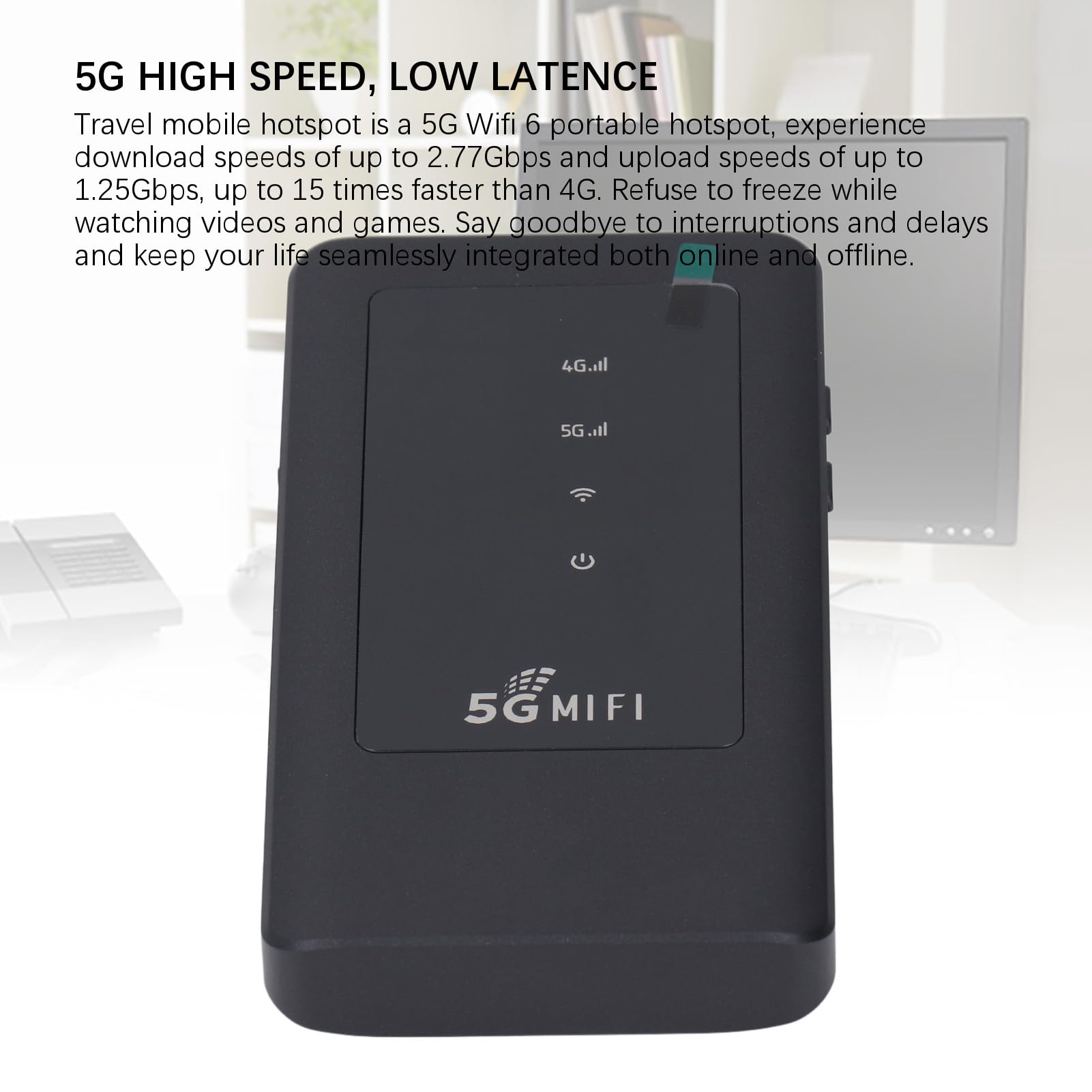 Punto de Acceso Móvil WiFi 5G para Viajes, Enrutador de Cobertura Local e Internacional, Enrutador WiFi Desbloqueado de 1,25 Gbps con Ranura para Tarjeta SIM, 16 Dispositivos