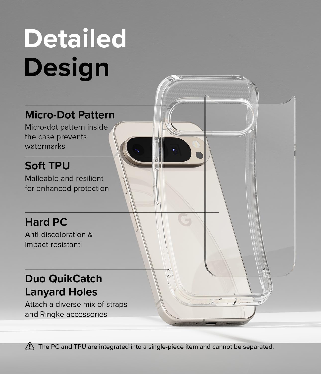 Funda Ringke Fusion Transparente para Google Pixel 9 Pro XL con Agujeros para Cuerda