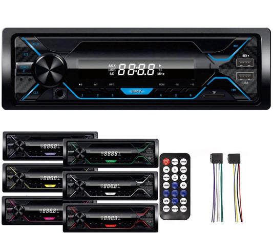 Auto Estereo Bluetooth MP3 Radio Reproductor Música De Coche Manos Libres FM SD Aux USB Luz Multicolores
