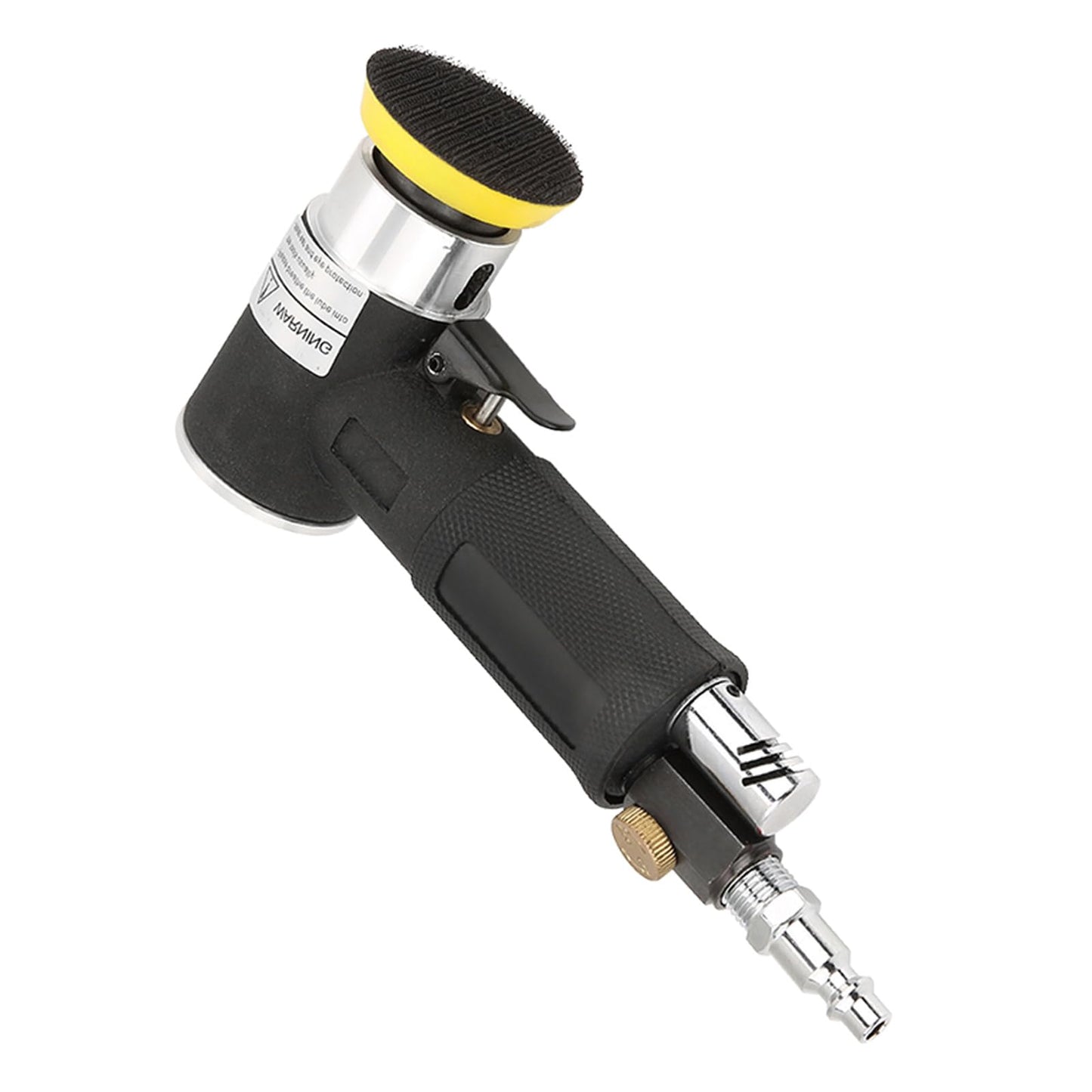 Lijadora de ángulo de Aire Mini Lijadora de ángulo de Aire Orbital Aleatoria 90 ° Pulidora Neumática y Almohadillas de Lijado de 2 Pulgadas y 3 Pulgadas