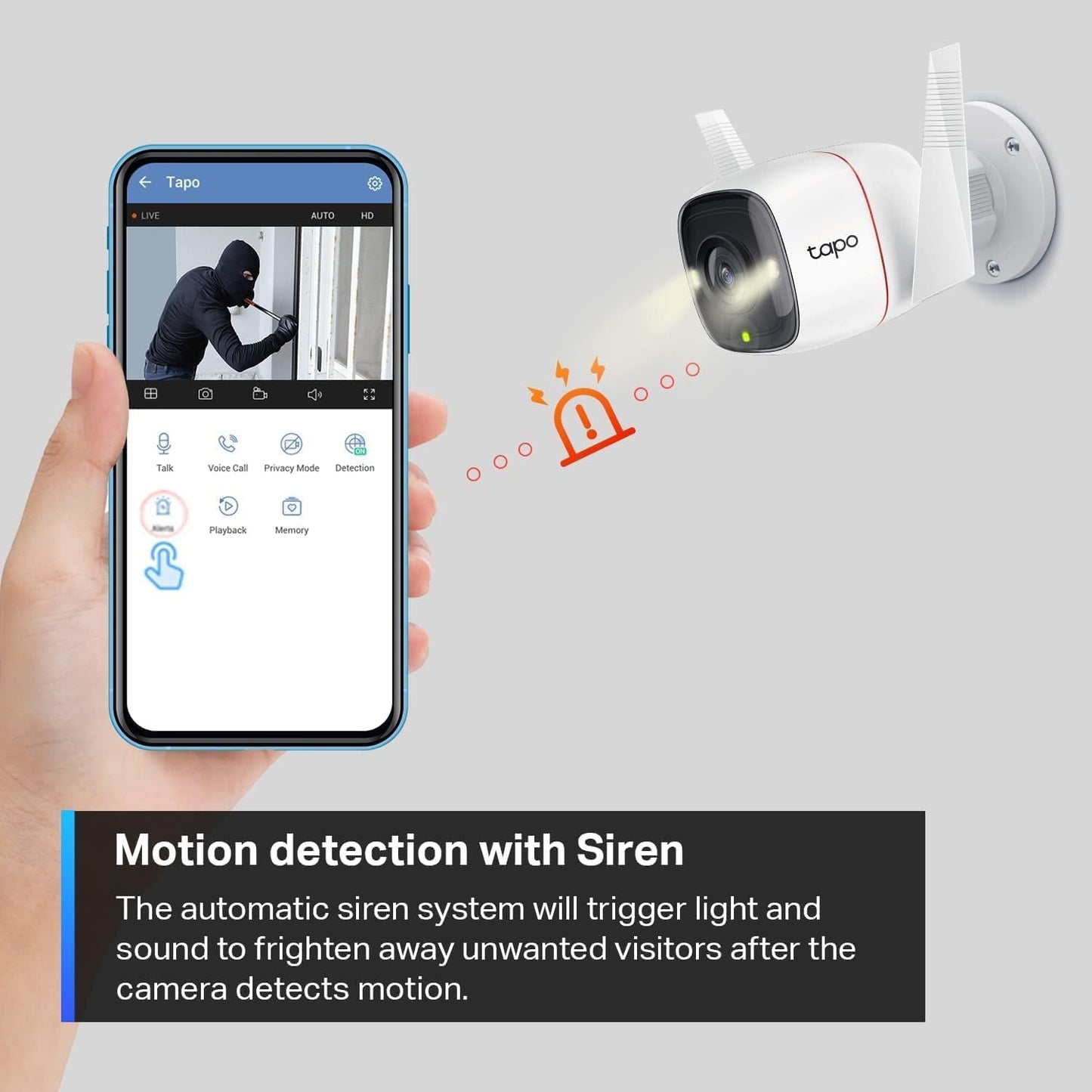 Cámara de Seguridad Wi-Fi TP-Link Tapo C310 Blanca con Alarma de Luz y Sonido para Exteriores con Visión Nocturna