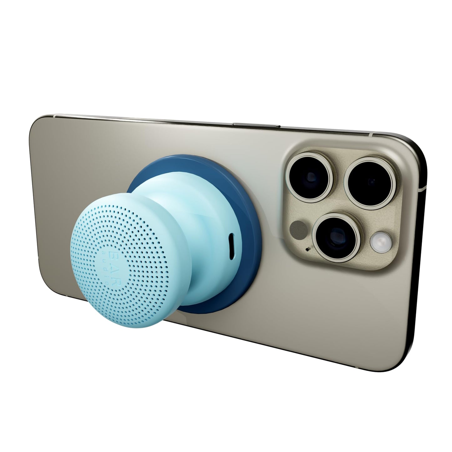 Cellhelmet Bar Audio Mini Mag Altavoz inalámbrico magnético compacto con audio potente, resistencia al agua IPX5, batería de 6 horas y montaje compatible con MagSafe en azul cielo y azul real