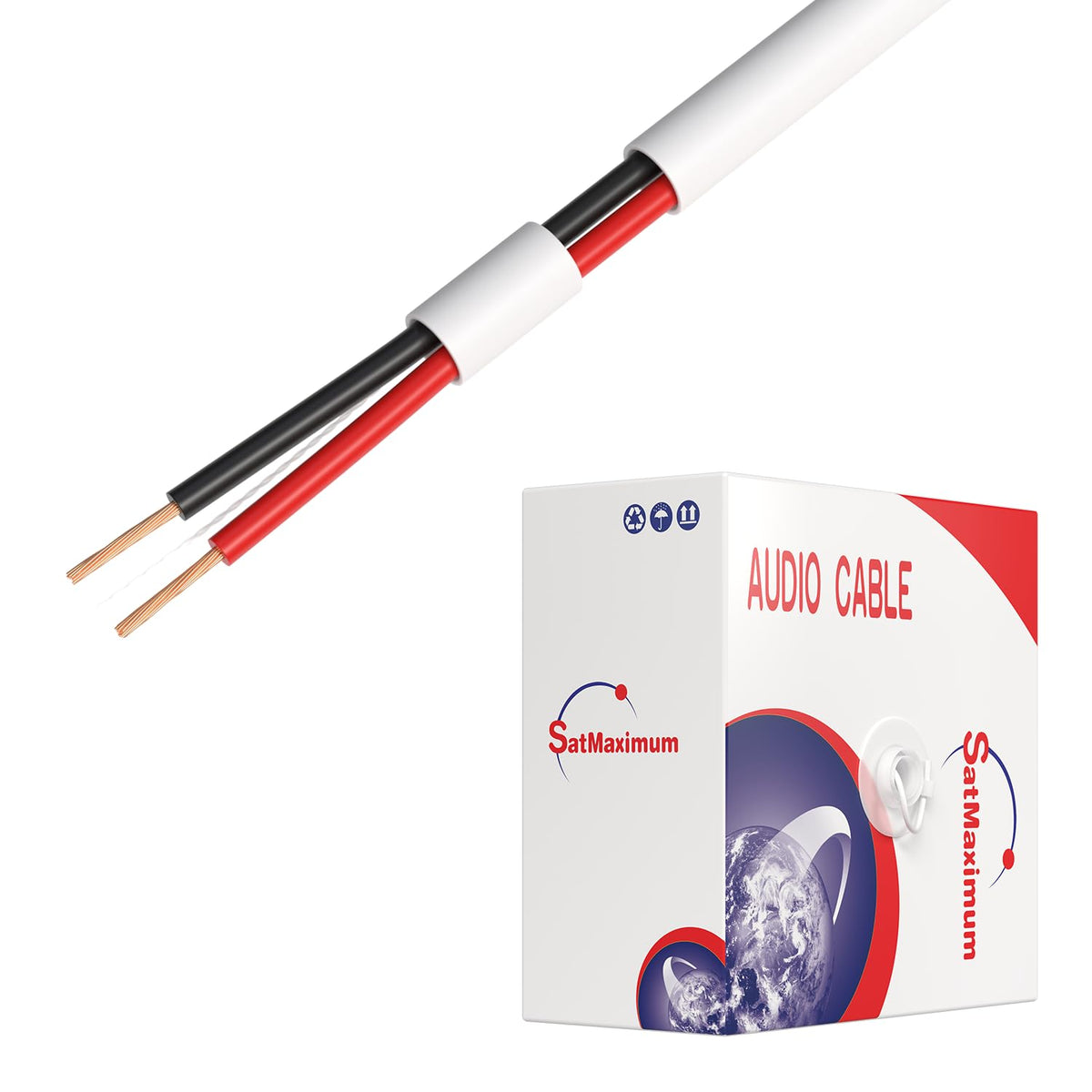 Cable de Altavoz CL2 de 250 Pies 18 AWG con Caja de Tracción para Instalación en Pared
