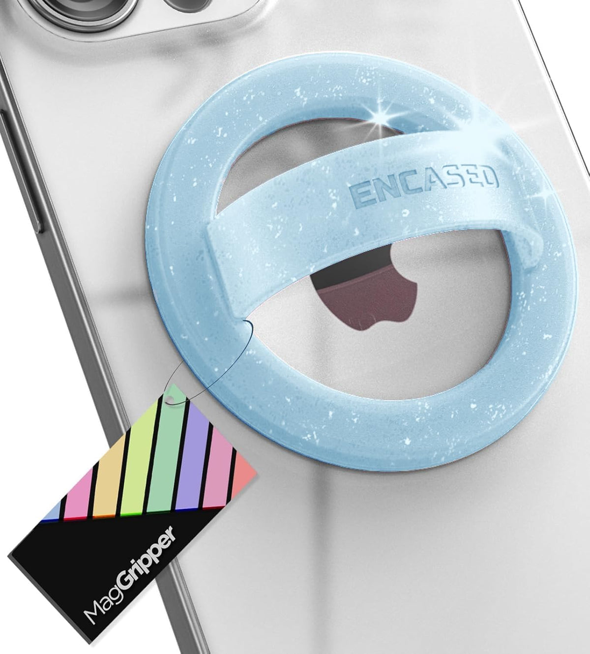 Anillo Magnético de Silicona Encased Azul con Brillos para iPhone MagSafe