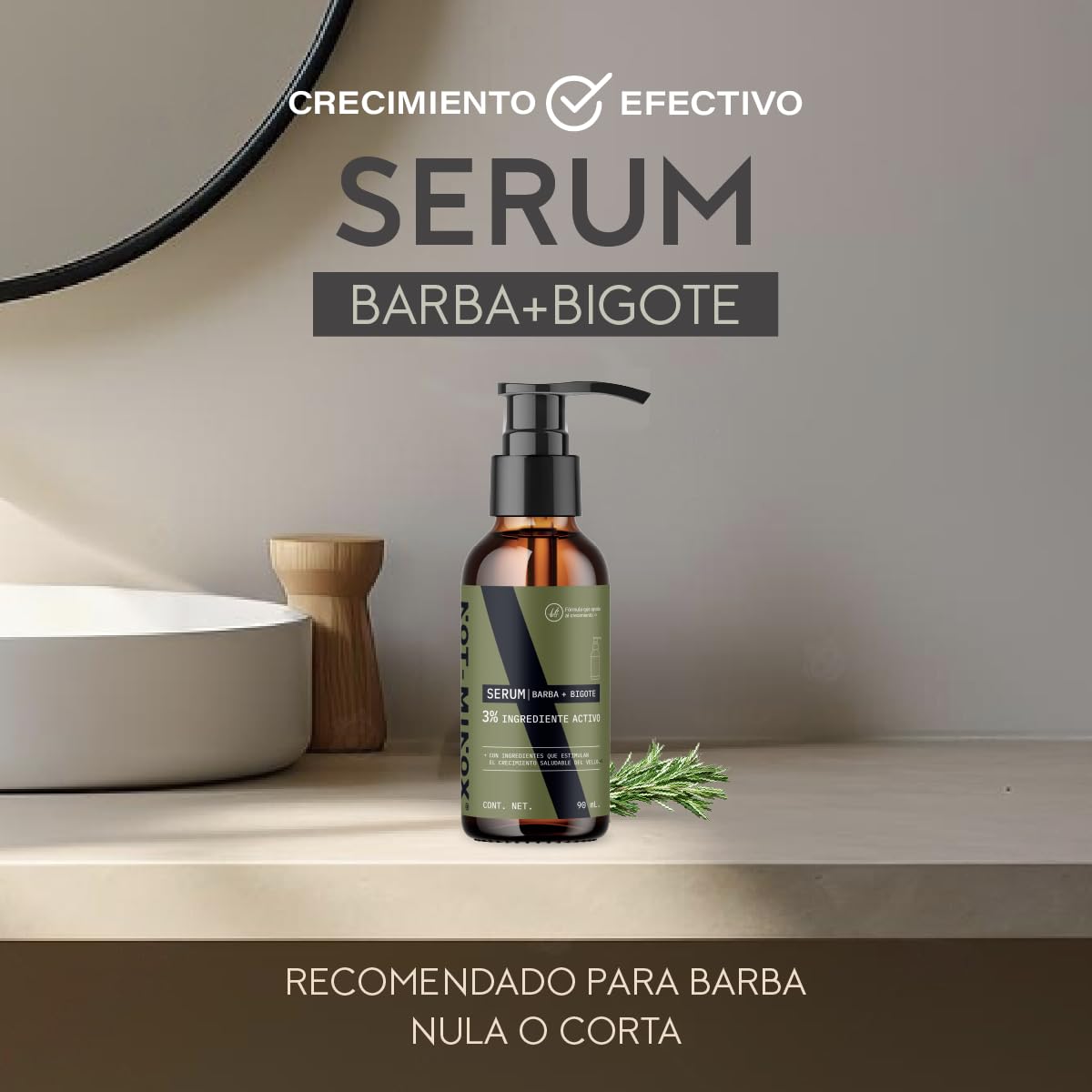 Serum para Crecimiento de Barba NOT-MINOX | Ingredientes Activos con Biotina y Vitamina E | para Barba Nula o Corta