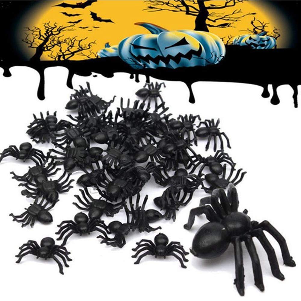 Insectos de Juguete Araña Gigante Halloween 50pcs 2cm para Fiestas Decorativas