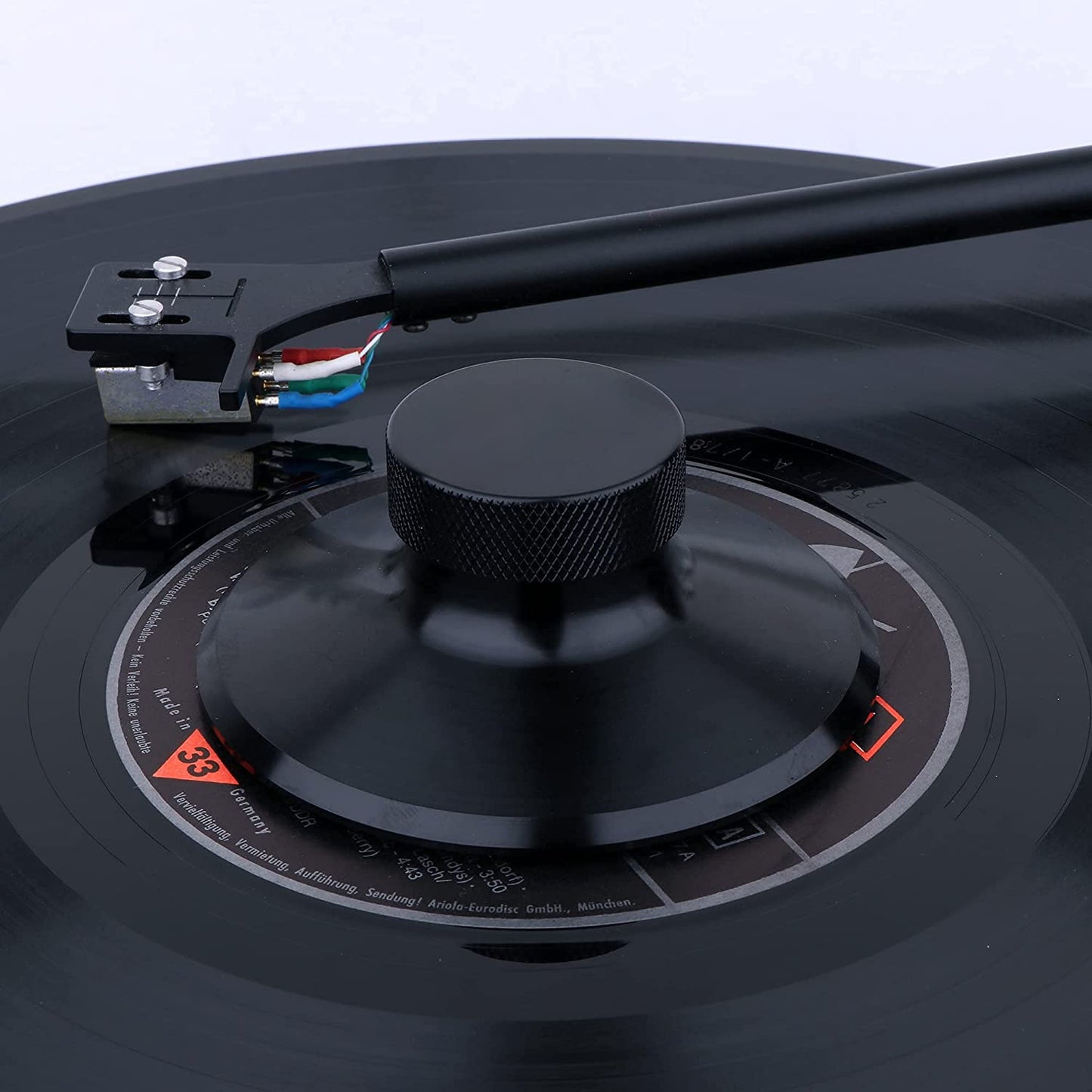 Preffair - Estabilizador de peso de registro, 120 g/4.2 oz de aluminio negro reductor de vibración de peso con almohadilla protectora suave para accesorio de reproductor de discos LP HiFi (negro)