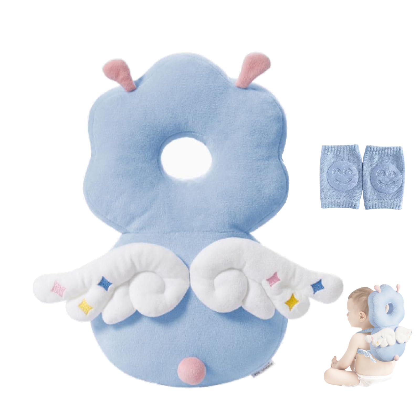 Mochila Ajustable para la Cabeza del Bebé Suave y Transpirable con Rodilleras Seguras