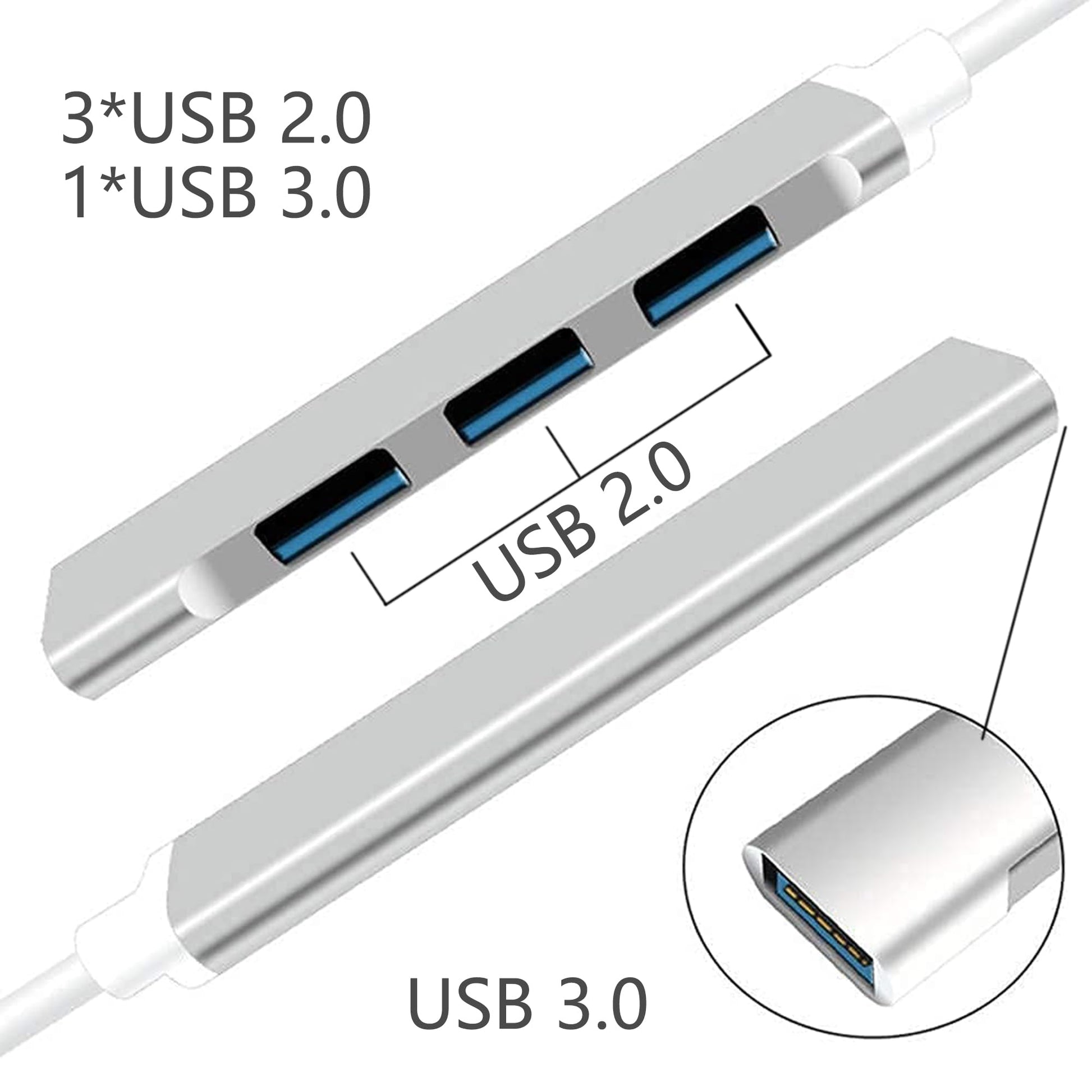Hub USB MORNWELL Negro Ultradelgado Convertidor 4 en 1 para PC y Laptop
