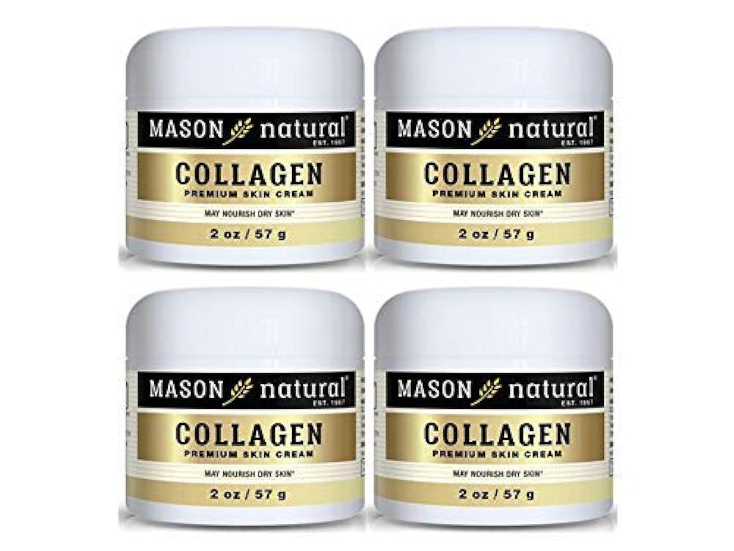 Crema de Colágeno Beauty con Puro Colágeno para Piel Firme 2 OZ Pack de 4