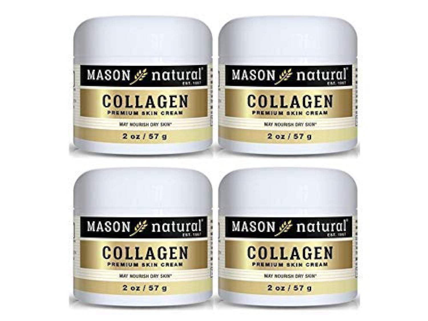 Crema de Colágeno Beauty con Puro Colágeno para Piel Firme 2 OZ Pack de 4