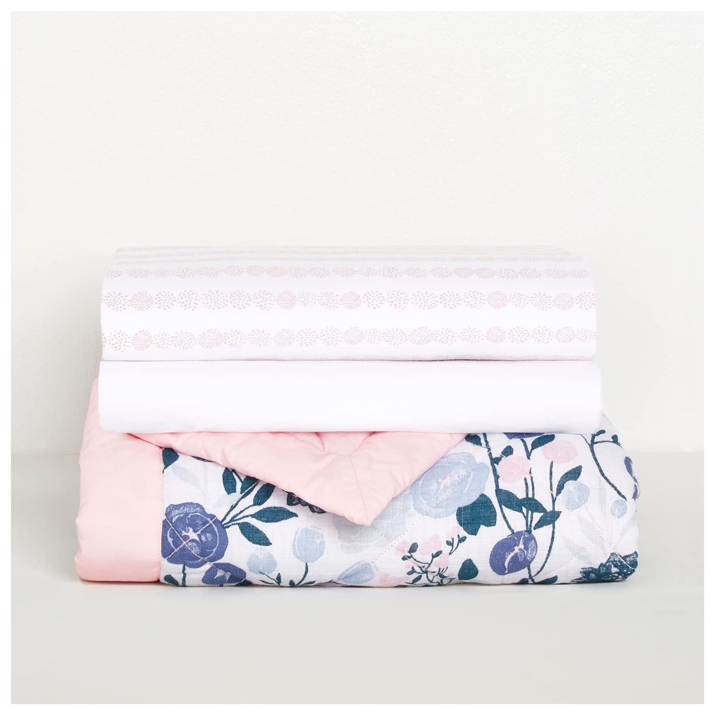 aden + anais Essentials - Juego de ropa de cama de 3 piezas para cuna, manta de algodón, sábana para cuna, falda para cuna, flores