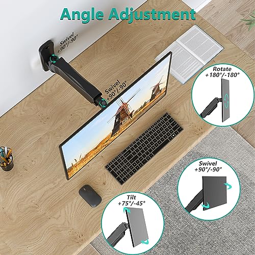 Soporte para Monitor WALI Negro Ajustable con Resorte de Gas para Pared