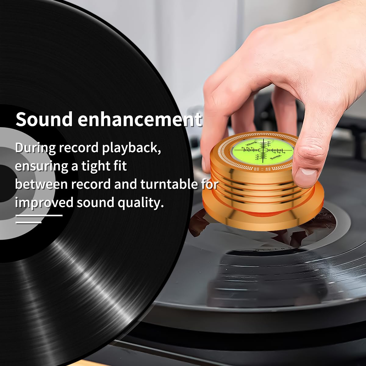 Viborg 50HZ 3 in 1 Record Clamp LP Disc Stabilizer Turntable Gold for Vibration Balanced