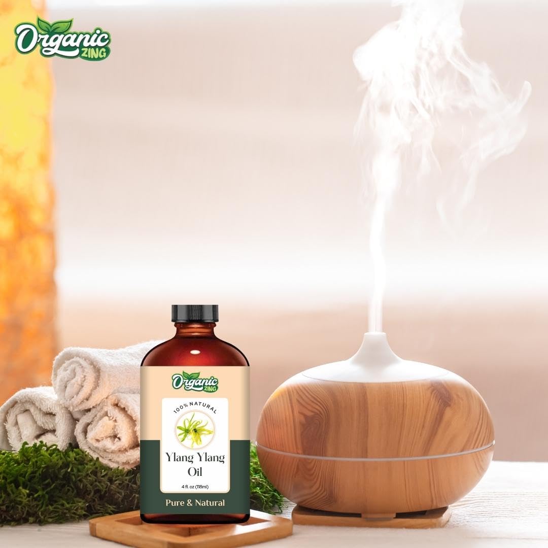 Organic Zing Ylang Ylang (Cananga Odorata) Oil | Pure & Natural Essential Oil for Aroma, Diffusers, Haircare & Skincare- - 118ml/3.99fl oz