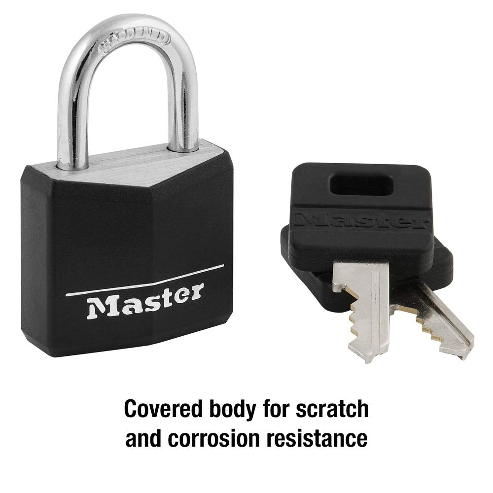 Candado con Llave Master Lock Negro de Aluminio Cubierto 1 Paquete