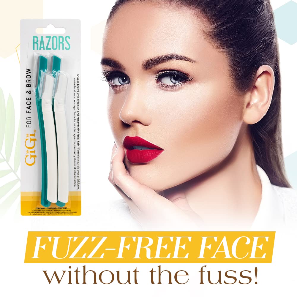 GiGi Navajas para Delinear Vello Facial Rostro y Cejas 4 Piezas Resistente Práctico Profesional