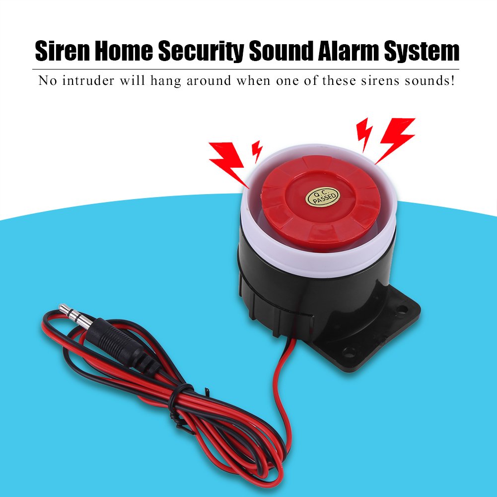 Hztyyier Sirena de Alarma DC 12V Mini Sirena por Cable de Alarma con Sonido de Seguridad para el hogar Kit de Alerta de bocina de 110dB al Aire Libre